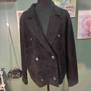 Black Double-Breasted Women's Coat